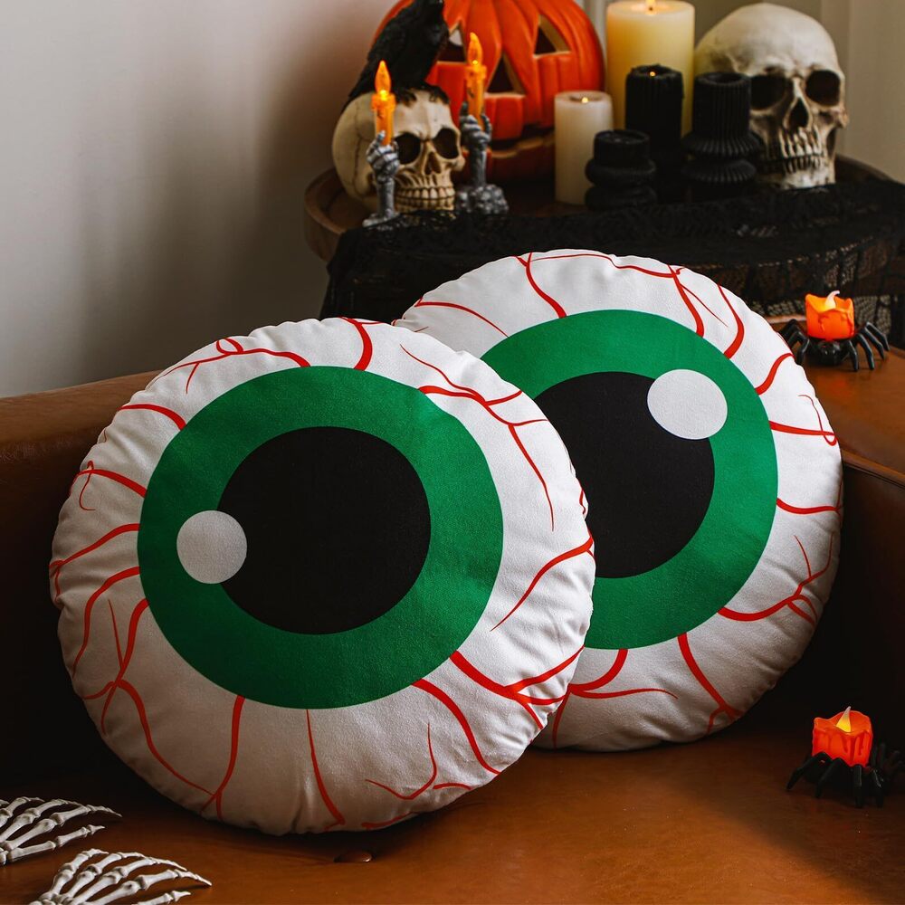 9616 2 Pcs Halloween Spooky Eye Throw Pillows Soft Halloween Decoration